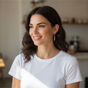 J. Jill Shell Bar Drop Earrings Mother Pearl Silver Tone Hammered Circle Beachy